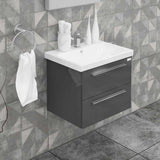 Casa Mare Elke 24 Glossy Gray Vanity Ceramic Sink Combo - Elke60GG-24-MSC-S
