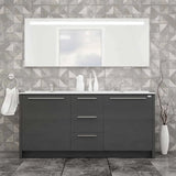 Casa Mare Nona 60 Glossy Gray Bathroom Vanity and Sink Combo - Nona152GG-60-MSC-S