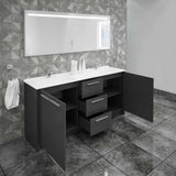 Casa Mare Nona 60 Glossy Gray Bathroom Vanity and Sink Combo - Nona152GG-60-MSC-S