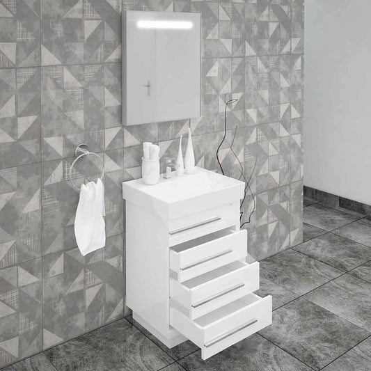 Casa Mare Domenico 24 Glossy White Vanity Ceramic Sink Combo - Domenico60GW-24-MSC-S