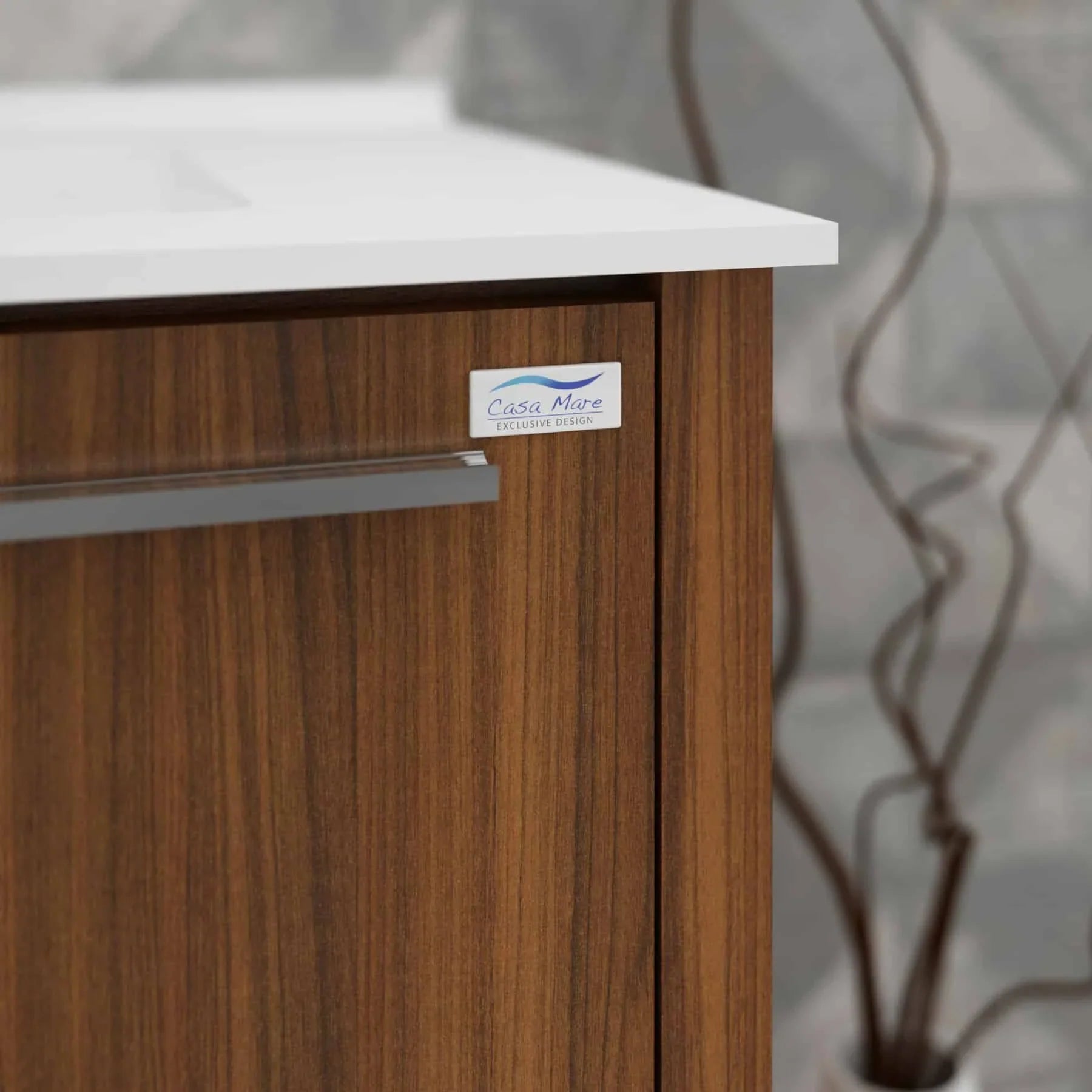 Casa Mare Benna 63 Matte Walnut Bathroom Vanity and Double Sink Combo with LED Mirror - Benna160MW-63-S