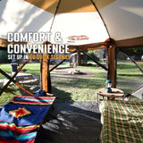 CLAM Quick-Set Pavilion Camper 12.5' x 12.5' Shelter, Brown w/Rain Fly Tarp, Tan - 149354