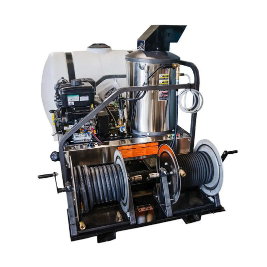 CleanFreak 4.0 GPM Hot Water Drain Jetter Skid w/ Tank & 200' Reel (Gas Engine) – 3,500 PSI -WET-APODCF4-0001J