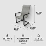 Four Seasons Courtyard C-Spring Sling Fabric Outdoor Chair, Gray, 4 Pack - 405162