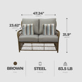 Four Seasons Courtyard Positano Wicker Cushioned Loveseat w/ 2 Accessory Pillows - 396087
