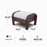 Four Seasons Courtyard Montego Bay Set of 2 Ottomans with Ivory Olefin Cushions - 396115