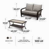 Four Seasons Courtyard Montego Bay Loveseat & Coffee Table, Ivory & Wicker Brown - 396112