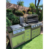 KoKoMo Teppanyaki, Griddle, Built-In BBQ Grill with Side Burner, Storage Drawers 7'6" - KO-7'6"-Tep-Side-5-Burn