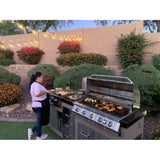 KoKoMo Teppanyaki, Griddle, Built-In BBQ Grill with Side Burner, Storage Drawers 7'6" - KO-7'6"-Tep-Side-5-Burn