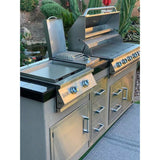 KoKoMo Teppanyaki, Griddle, Built-In BBQ Grill with Side Burner, Storage Drawers 7'6" - KO-7'6"-Tep-Side-5-Burn
