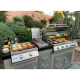 KoKoMo Teppanyaki, Griddle, Built-In BBQ Grill with Side Burner, Storage Drawers 7'6" - KO-7'6"-Tep-Side-5-Burn