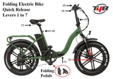 T4B 500W 48V/15.6AH Fat 2-Way Fat Tire Folding Electric Bike - EB-500WFATBLK