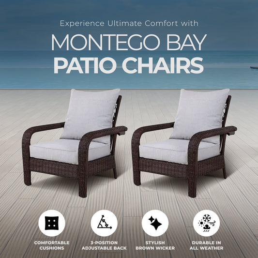 Four Seasons Courtyard Montego Bay Set of 2 Adjustable Patio Chairs w/ Cushions - 396113