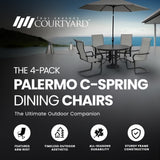Four Seasons Courtyard C-Spring Sling Fabric Outdoor Chair, Gray, 4 Pack - 405162