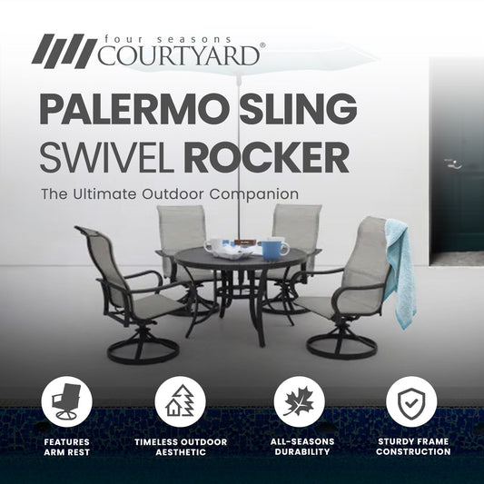 Four Season Courtyard Palermo Sling Swivel Rocker Outdoor Lounge Chair, 2 Pack - 405156
