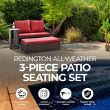 Four Seasons Courtyard Redington All-Weather 3-Piece Patio Seating Set, Red - 396114