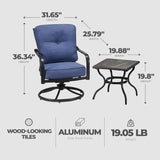 Four Seasons Courtyard Beaumont 3 Piece Deep Seating Patio Chat Set, Denim/Brown - 396116