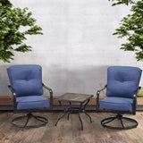 Four Seasons Courtyard Beaumont 3 Piece Deep Seating Patio Chat Set, Denim/Brown - 396116