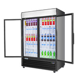 Frigos Merchandiser Refrigerator 54" Width Black Swing Glass 2 Door with LED Lighting Frigos FG-MR-2D-G with Aluminum Interior with 304 Stainless Steel Floor - FG-MR-2D-G