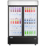 Frigos Merchandiser Refrigerator 54" Width Black Swing Glass 2 Door with LED Lighting Frigos FG-MR-2D-G with Aluminum Interior with 304 Stainless Steel Floor - FG-MR-2D-G