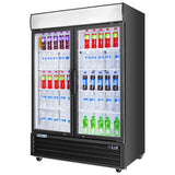Frigos Merchandiser Refrigerator 54" Width Black Swing Glass 2 Door with LED Lighting Frigos FG-MR-2D-G with Aluminum Interior with 304 Stainless Steel Floor - FG-MR-2D-G