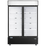Frigos Merchandiser Refrigerator 54" Width Black Swing Glass 2 Door with LED Lighting Frigos FG-MR-2D-G with Aluminum Interior with 304 Stainless Steel Floor - FG-MR-2D-G