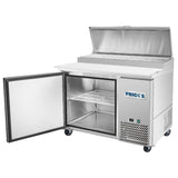 Frigos Pizza Prep Table Refrigerator 44" Width 1 Door Frigos FG-PZPT-44 with Aluminum Interior with 304 Stainless Steel Floor - FG-PZPT-44