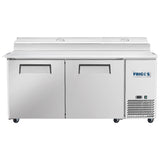 Frigos Pizza Prep Table Refrigerator 67" Width 2 Door Frigos FG-PZPT-67 with Aluminum Interior with 304 Stainless Steel Floor - FG-PZPT-67