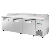 Frigos Pizza Prep Table Refrigerator 93" Width 3 Door Frigos FG-PZPT-93 with Aluminum Interior with 304 Stainless Steel Floor
