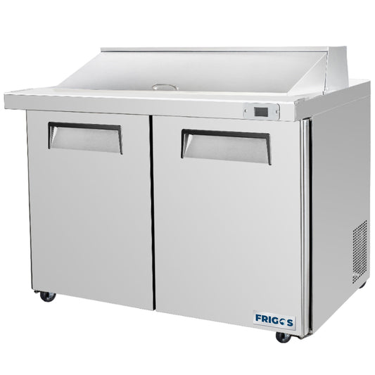 Frigos 48" Sandwich Prep Table Refrigerator, 2 Doors, Stainless Steel Floor - FG-SWPT-48