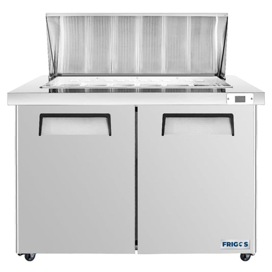 Frigos FG-SWPT-48-MT 48" 2-Door Mega Top Prep Table, Aluminum Interior, SS Floor