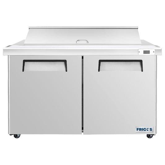 Frigos 60" Sandwich Prep Table Refrigerator, 2 Doors, Stainless Steel Floor