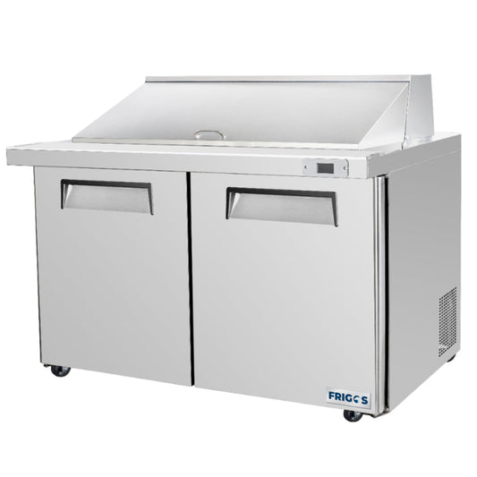 Frigos 60" Sandwich & Salad Prep Table Refrigerator, 2 Doors, Stainless Steel Floor