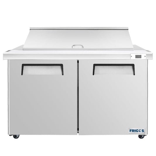Frigos 60" Sandwich & Salad Prep Table Refrigerator, 2 Doors, Stainless Steel Floor