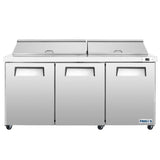 Frigos 72" Sandwich Prep Table Refrigerator, 3 Doors, Stainless Steel Floor - FG-SWPT-72