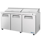 Frigos 72" Sandwich Prep Table Refrigerator, 3 Doors, Stainless Steel Floor - FG-SWPT-72
