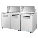 Frigos 72" Sandwich & Salad Prep Table Refrigerator, 3 Doors, Stainless Steel Floor