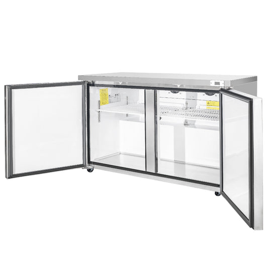 Frigos Commercial Undercounter Refrigerator 60" Width 2 Door Frigos FG-UCRF-60 with Aluminum Interior with 304 Stainless Steel Floor  - FG-UCRF-60