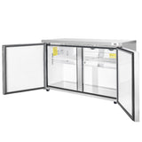 Frigos Commercial Undercounter Refrigerator 60" Width 2 Door Frigos FG-UCRF-60 with Aluminum Interior with 304 Stainless Steel Floor  - FG-UCRF-60
