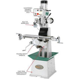 U.S Industrial Grizzly Industrial 8" x 30" 1-1/2 HP Variable-Speed Knee Mill with Ram Head