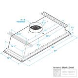 Victory Range 42 Inch 900 CFM Flush Ceiling Mount Range Hood in Stainless Steel - Horizon