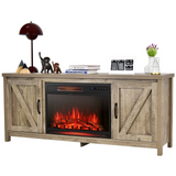 Tangkula HV10085BK+FP10047US Fireplace TV Stand for 65" TVs, Electric Heater
