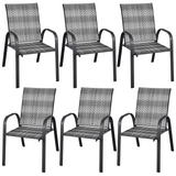 Tangkula Outdoor PE Wicker Stackable Chairs - 2*NP10511CF-6
