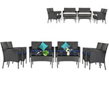 Tangkula Patio Furniture Set, Outdoor Wicker Conversation Set with Tempered Glass Coffee Table - HW65357