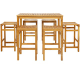 Tangkula 5 Piece Outdoor Acacia Wood Bar Table Set - HW71325+HW71326-4+HW71326-2 Price