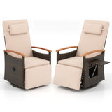 Tangkula Patio Rattan 360 Degree Swivel Recliner Chair, Wicker Lounge Chair w/Adjustable Backrest &amp; Footrest - HW72726BN