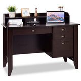 Tangkula 48" Computer Desk with 4 Storage Drawers & Hutch, Home Office Desk Vintage Desk - HW65851WH