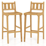 Tangkula Teak Wood Bar Stool, 30” Bar Chair with Footrest & Backrest - 4*JV11896