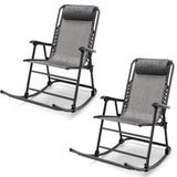 Tangkula Outdoor Folding Rocking Chair, No Assembly Required, Foldable Rocker Recliner with Headrest - OP3564BL