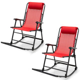 Tangkula Outdoor Folding Rocking Chair, No Assembly Required, Foldable Rocker Recliner with Headrest - OP3564BL